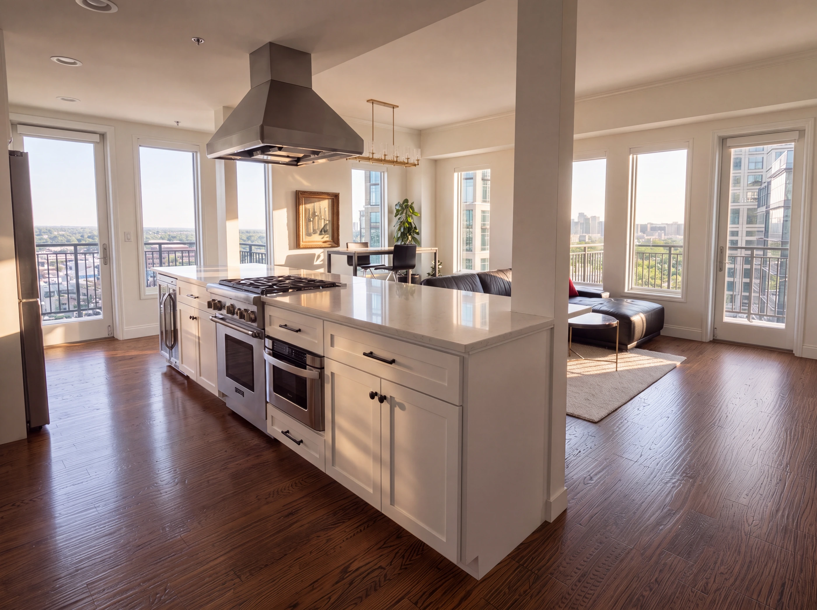 Living space open to the kitchen